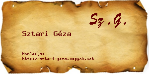 Sztari Géza névjegykártya